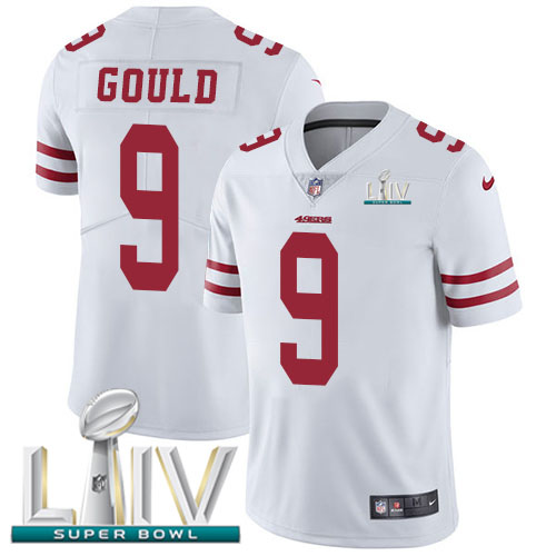 San Francisco 49ers Nike #9 Robbie Gould White Super Bowl LIV 2020 Men Stitched NFL Vapor Untouchable Limited Jersey